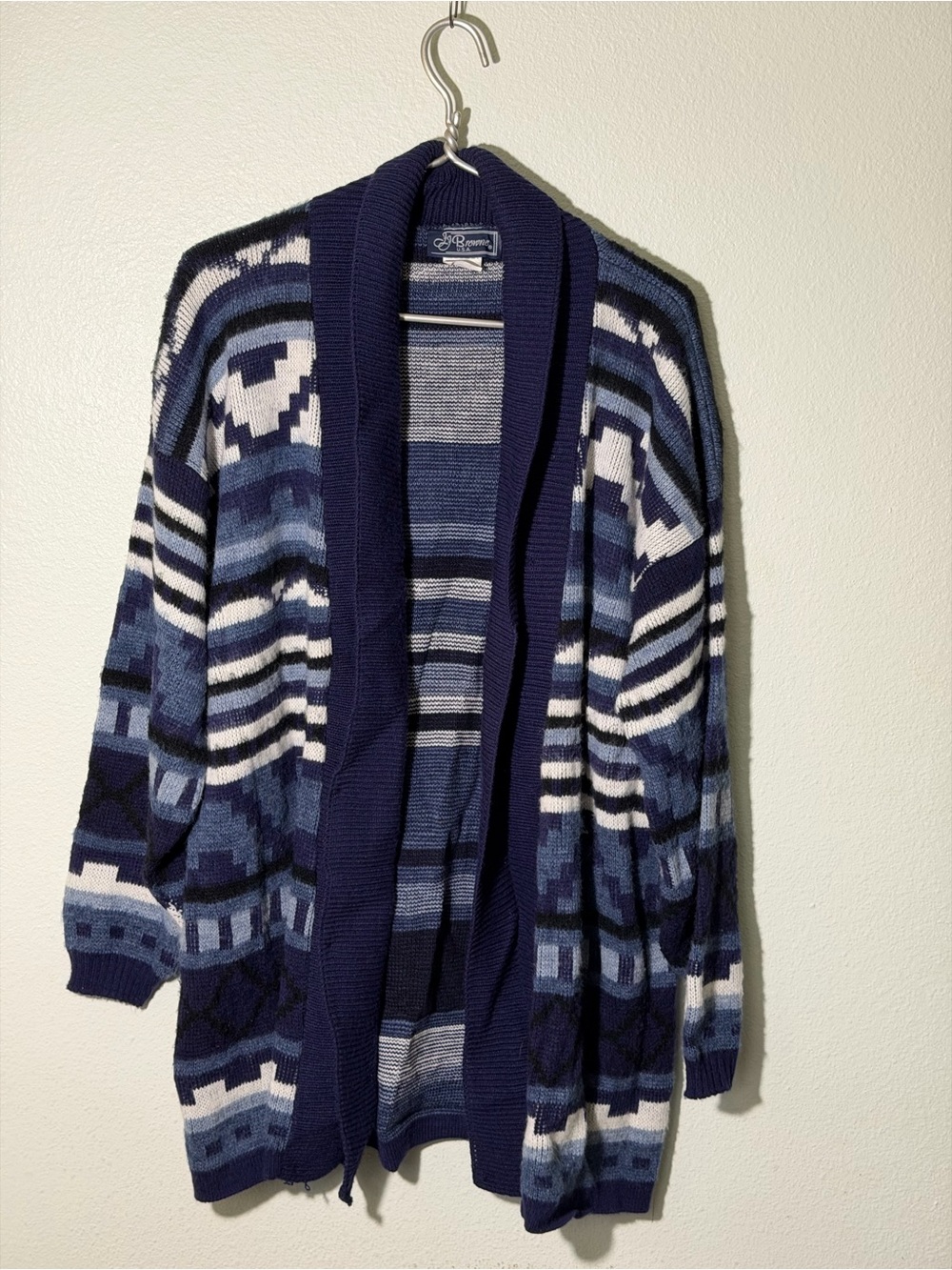 Vintage 80s/90s JJ Browne RARE USA Long Aztec Cardigan Sweater Size XL Unisex